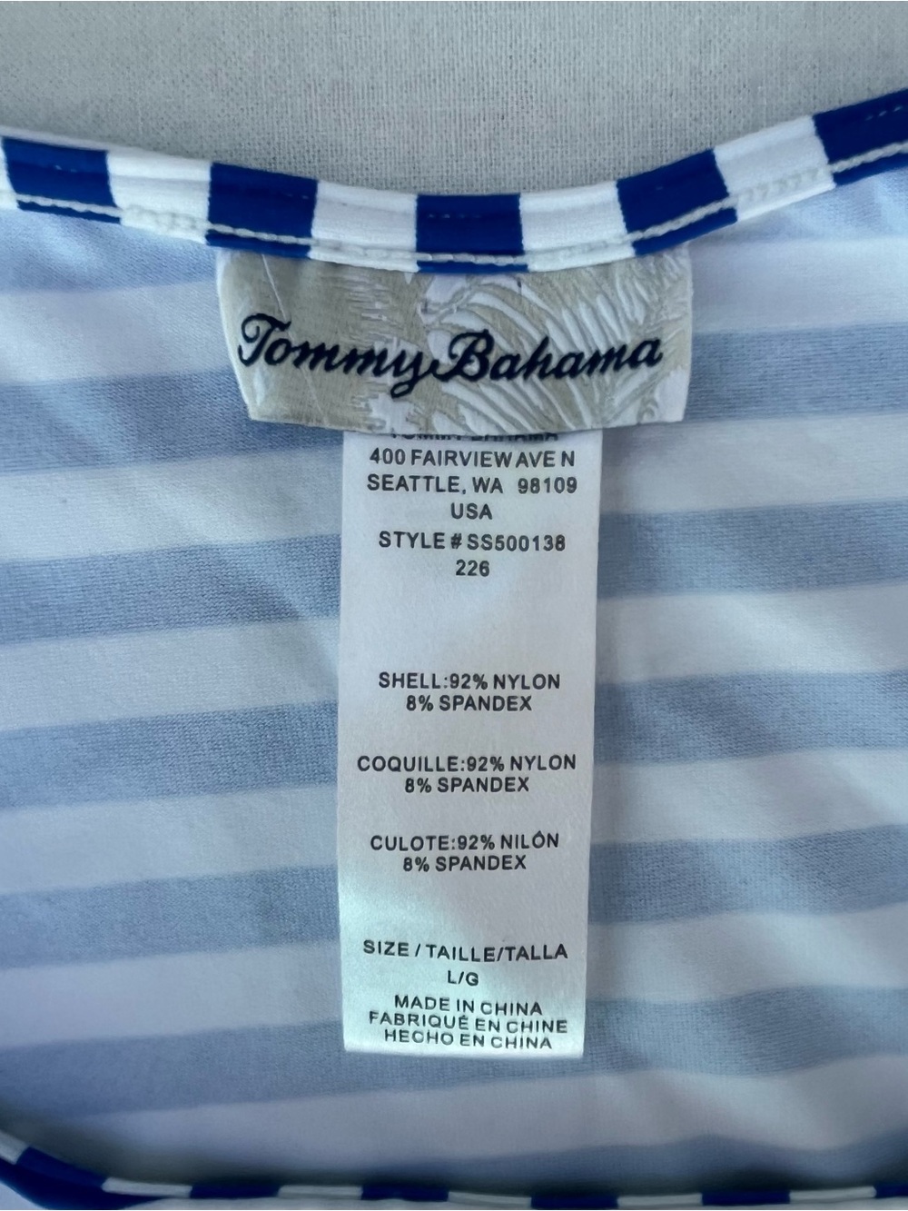 Tommy Bahama Beaker Bay Flounce Spa Blue & White Striped Dress Beach Cover-Up L - Picture 2 of 10